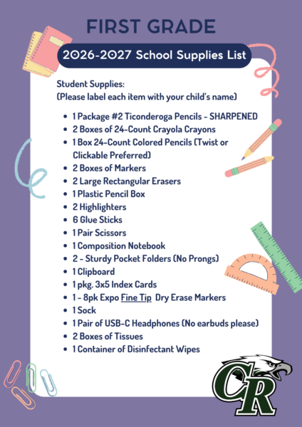 1st Grade Supply List